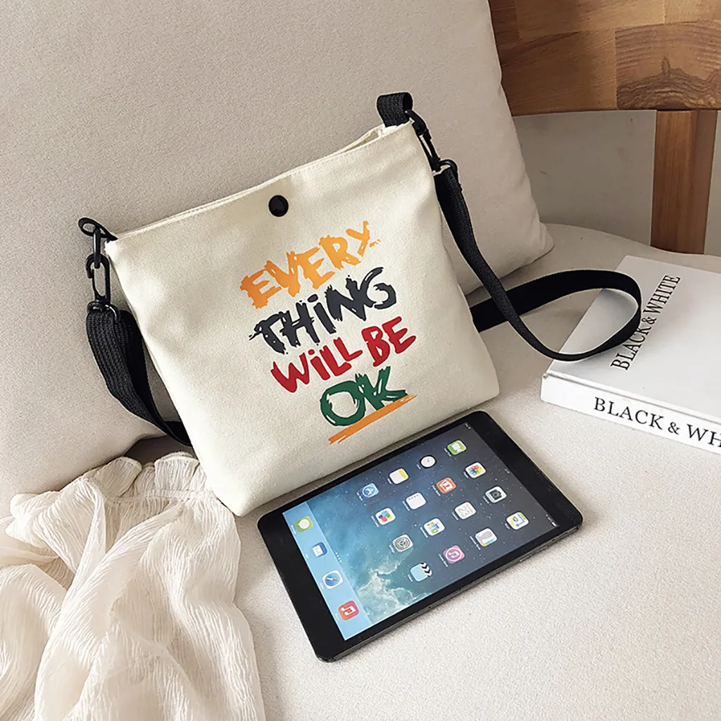 Новая сумка-мессенджер модная парусиновая сумка с алфавитом сумка через плечо с широким ремнем