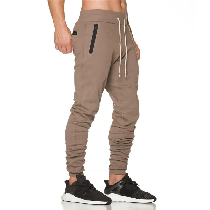 Для мужчин Jogger Штаны эластичный пояс карман на молнии Pantalon Homme длинные Штаны тренировочные брюки для мужчин джоггеры пот Штаны уличная