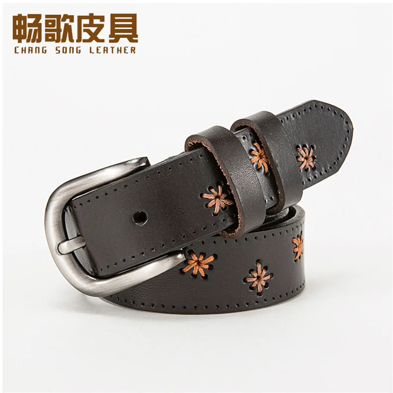 Ladies' New Hand Embroidered Belts Leather Women's Belts Casual Joking