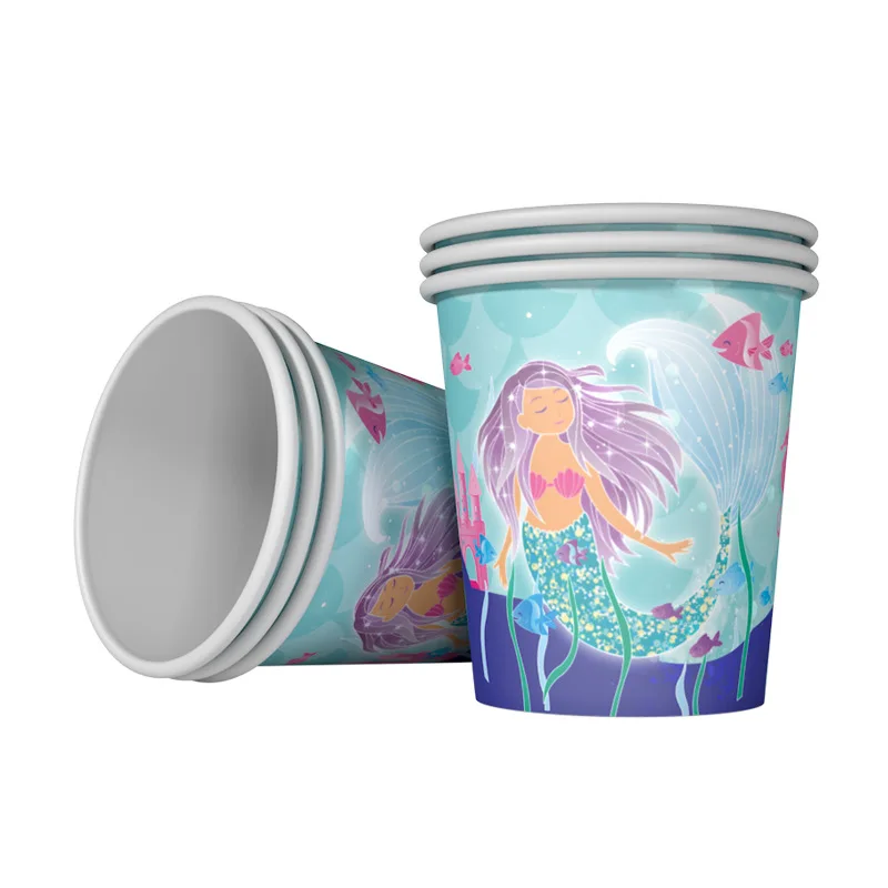 

6pcs Mermaid theme Paper cup party decoration easter wedding decoration baby shower happy birthday cups Party supplies hot