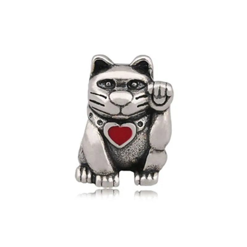 New arrival Authentic 925 Sterling Silver Animal lucky Cat Charms Beads