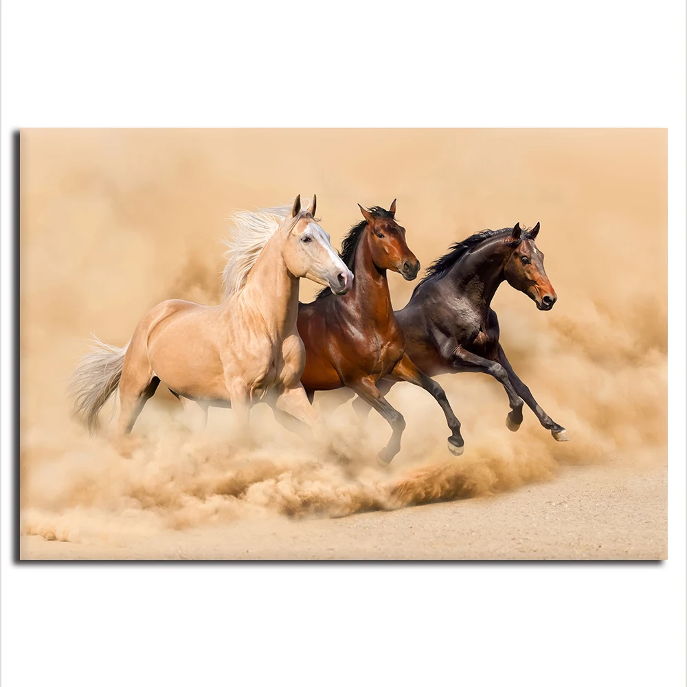 1 Panel Running Horses Wall Art Canvas Painting Posters for Living Room