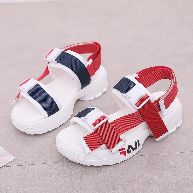 

2019 Summer New Casual Sandals Women Shoes High Rise Buckle Flat Wild Breathable Wedges Platform Sandals Sandalias de mujer