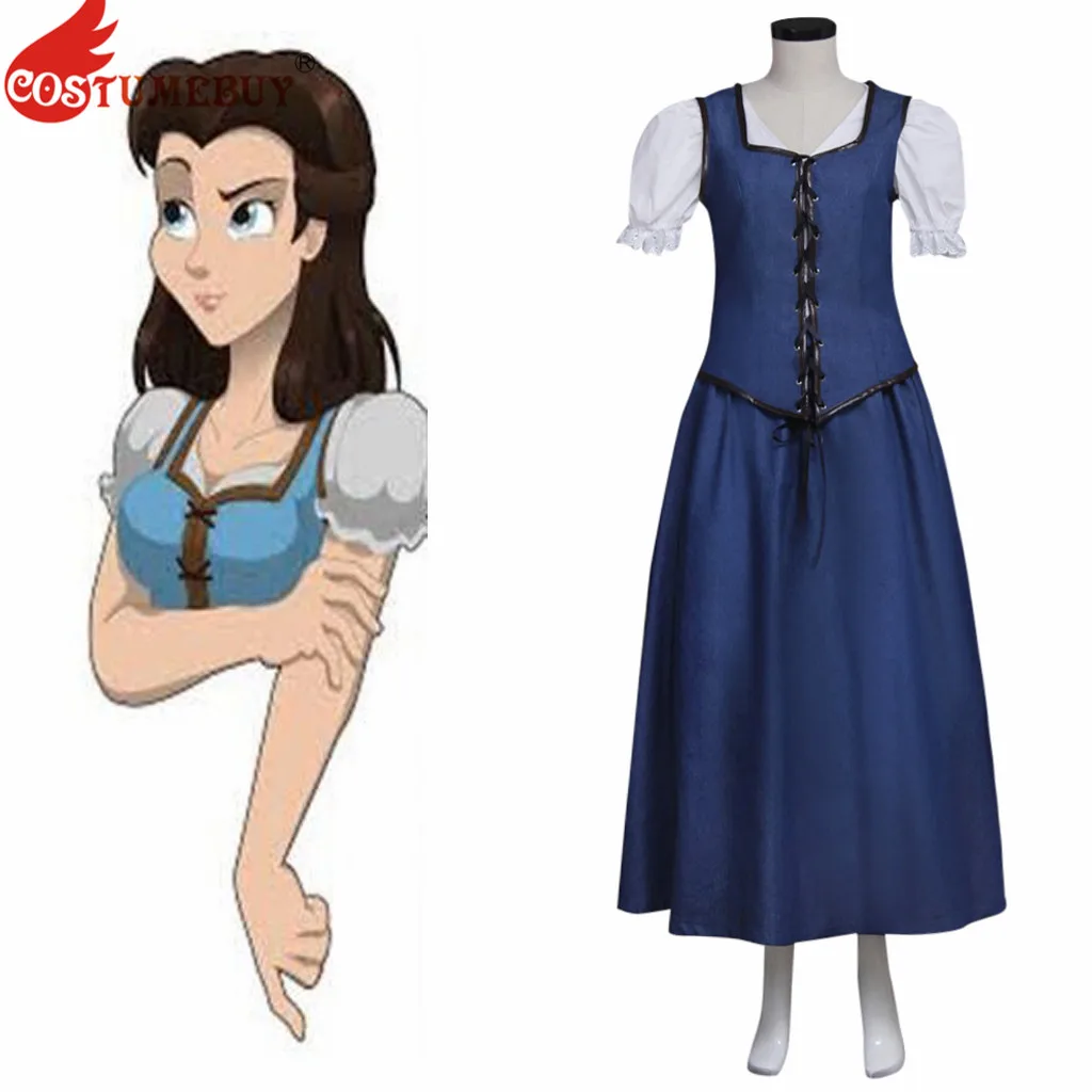 Costumebuy Custom Made Once Upon a Time Belle Cosplay Costume Blue dress Women Carnival Party Halloween Skirt | Тематическая одежда
