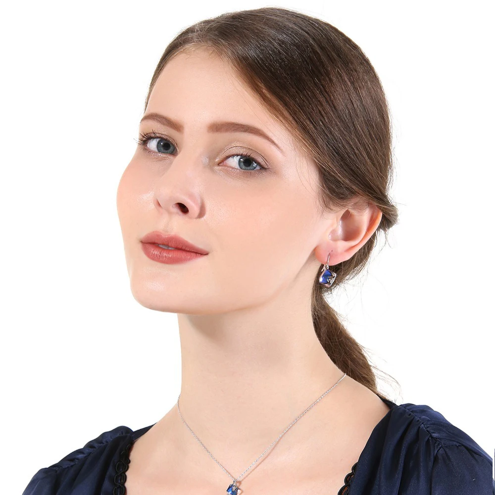 WARME FARBEN Crystal from Swarovski 925 Silver Earrings Drop Earring Square Cube Dangle Earring Fine Jewelry Gift Lady Brincos Fine Jewelry