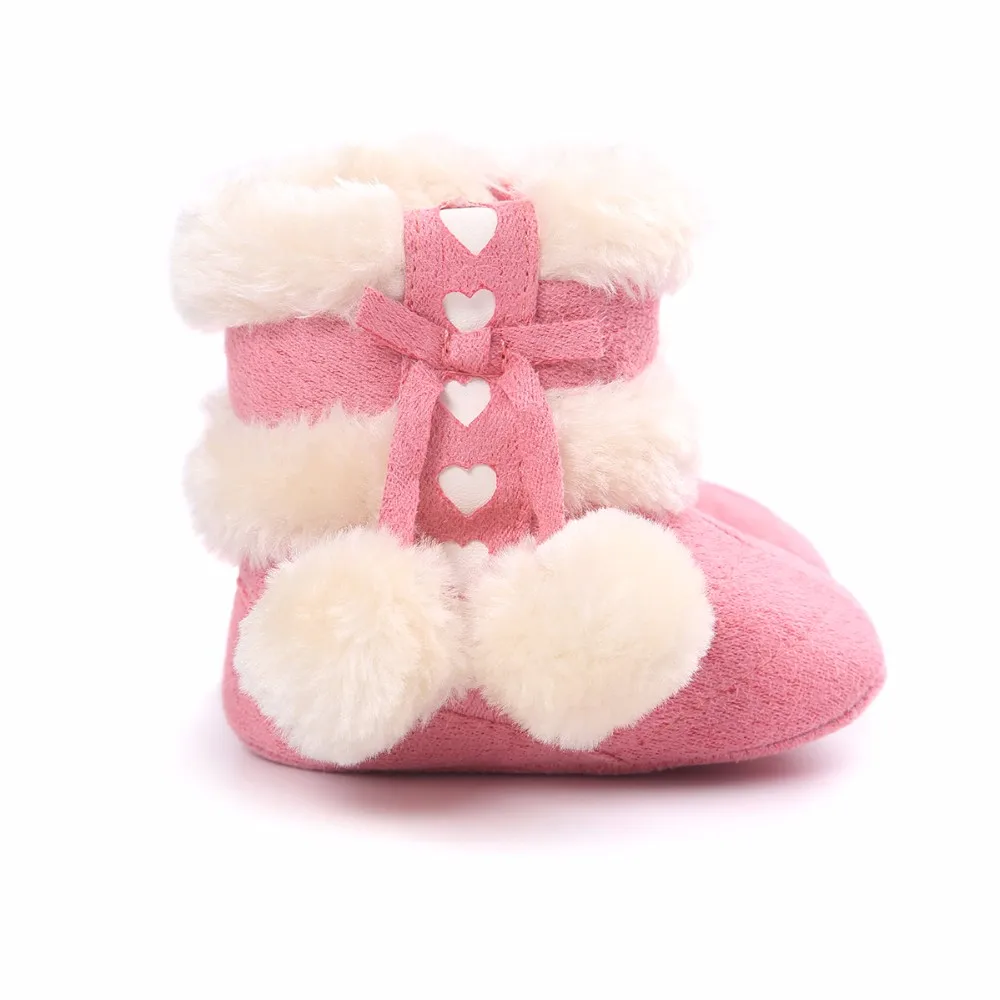Зима девочек Мягкие плюшевые пинетки для малышей Нескользящие зимние ботинки теплые красивые зимние ботинки для маленьких девочек