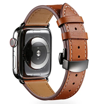 

Genuine Leather loop for iWatch Strap for Apple Watch Band Series 5/4/3/2/1 38mm 40mm 42mm 44mm Wrist Braceletseries 5 Watchband