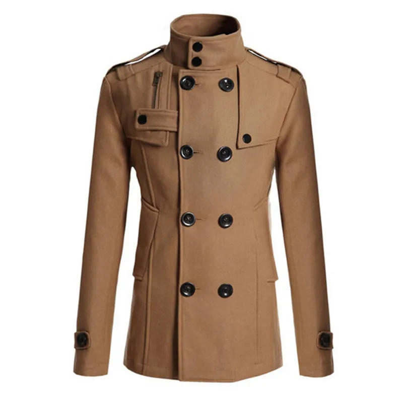 Fashion Trench Coat Men British Slim Coat Mens Long Trench Coat Turn ...