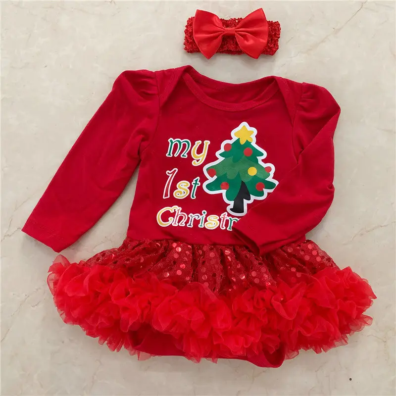 First Christmas Одежда для новорожденных хлопковый Детский комбинезон для новорожденных девочек одежда костюмы для Хэллоуина вечерние Косплэй От 0 до 2 лет