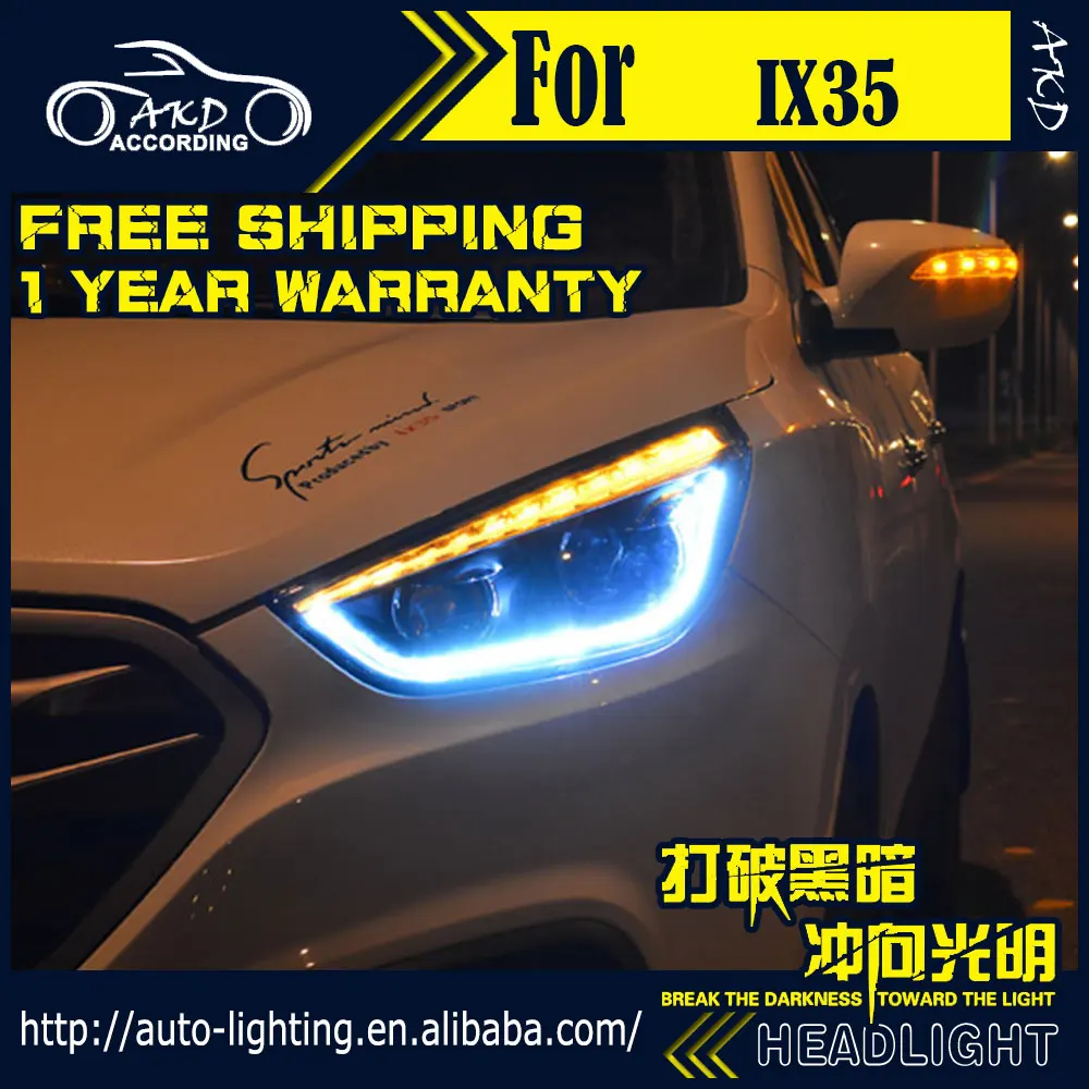 

AKD Car Styling Head Lamp for Hyundai IX35 Headlights 2010-2016 New Tuscon LED Headlight DRL Signal H7 D2H Hid Bi Xenon Beam