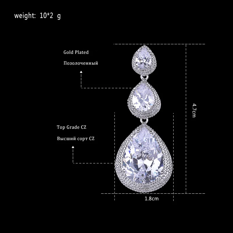 Mecresh Schwarz/Silber Farbe CZ Braut Hängen Ohrringe für Frauen 2018 Hochzeit Party Lange Tropfen Brincos Weihnachten Schmuck EH686