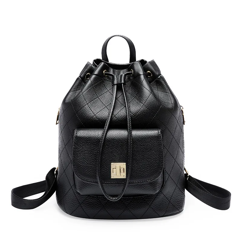 2018 Новый Для женщин рюкзак ведра Топ Слои кожи теленка дамы BackpacksBucket сумка строка проверьте Дизайн сумки кожаный рюкзак