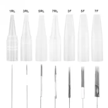 

50Pcs Disposable Fog Eyebrow Permanent Eyeliner Lip Tattoo Microblading Needle 1RL/3RL/5RL/7RL/3F/5F/7F + 50Pcs Needle Cap