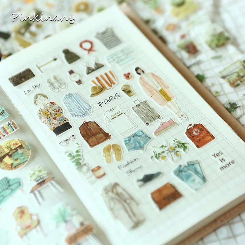 

20PCS/LOT DIY Colorful Literary life kawaii Stickers Diary Planner Journal Note Diary Paper Scrapbooking Albums PhotoTag