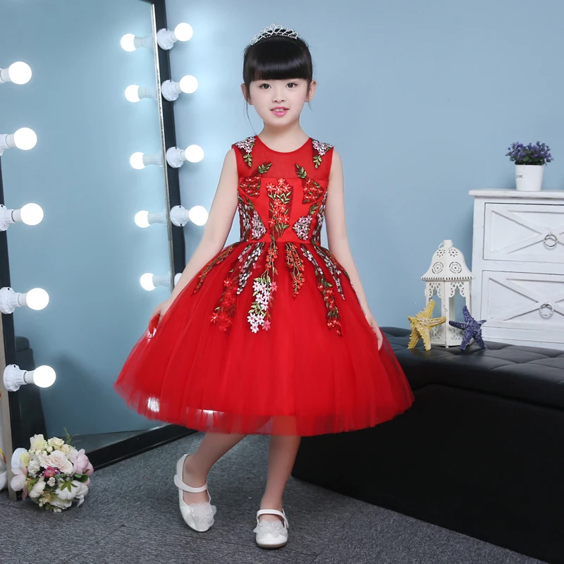 

Cute Puffy Tulle Girl Wedding Party Dresses Sequin Ball Gown First Communion Dresses Baby Girl 1 Year Birthday Baptism Dresses