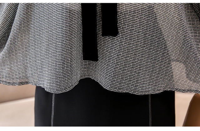 Black Plaid Shirts Women Autumn Bow V-Neck Blouses Womens Tops Elegant Long Sleeve Chiffon Blouse Autumn Tops Blusas Mujer 2019 (11)