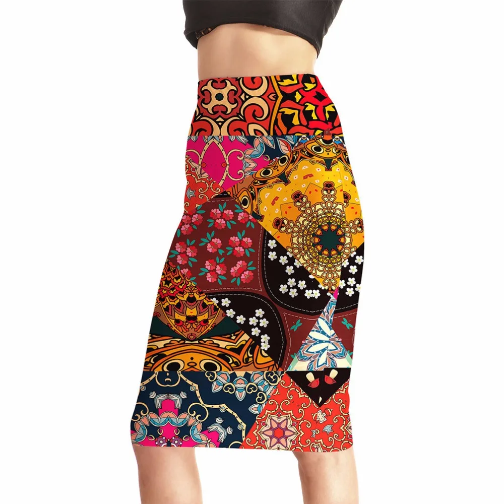 Skirts Trending Style Women's Sexy 3D Print Skirts High Waist Splicing