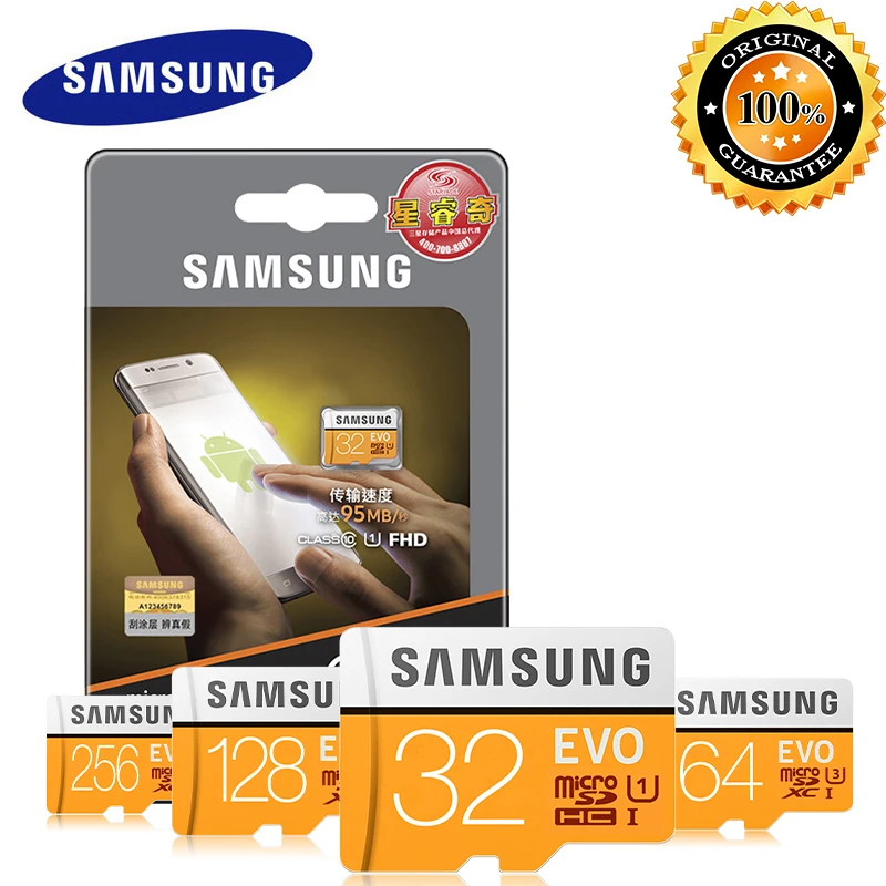 

SAMSUNG Micro SD Memory Card 16GB 32G 64G 128G MicroSD Cards SDHC SDXC Max 95Ms EVO 32GB 64GB C10 TF Trans Flash Mikro Card