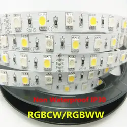 RGBW 10 мм 12 В/12 мм 24 В 5050 Светодиодные полосы света Водонепроницаемый ip20/65 SMD 60 светодиодов/м Гибкие бар полоски света RGB + белый/ww свет 5 м