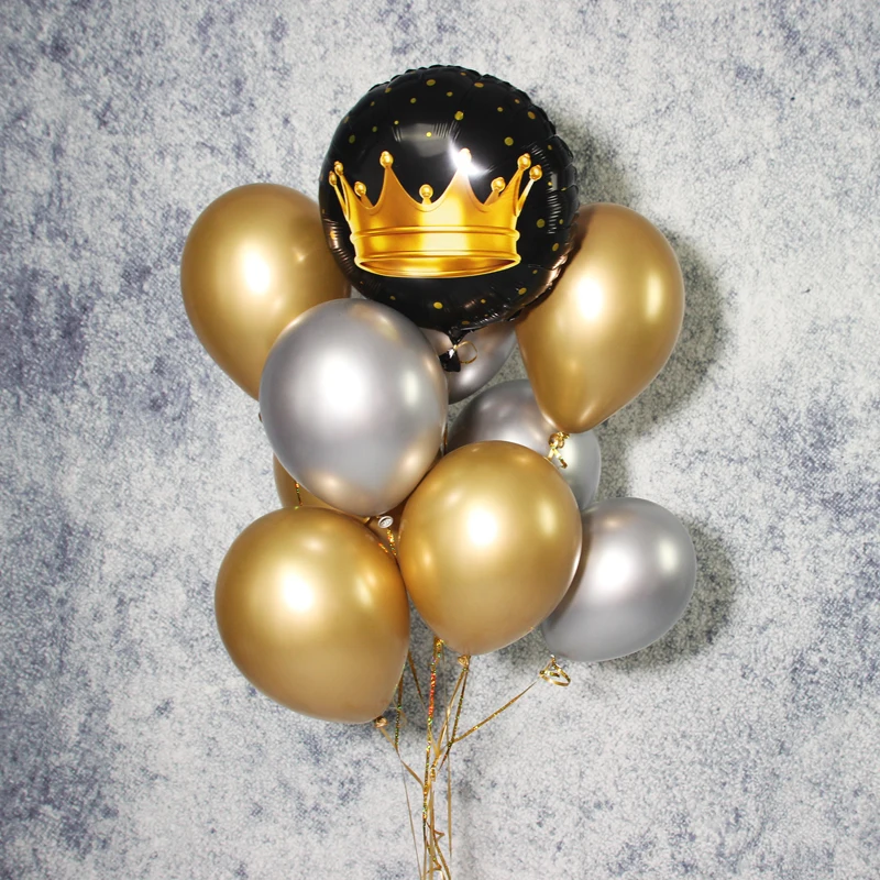 gold crown foil balloon latex balloons (9)
