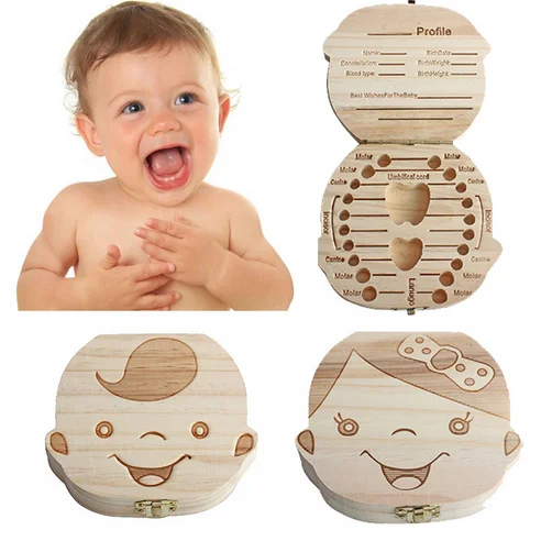 

Creative Gift Wood Baby Girl Boy Tooth Organizer Boxes Save Deciduous Teeth Storage Keepsakes Collecting