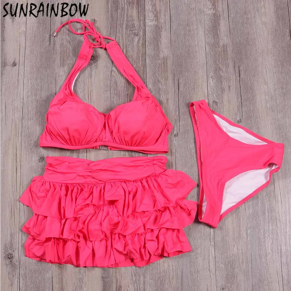 

SUNRAINBOW Push Up 2019 Female Bikini Set Biquini Sexy Swimsuit Backless Solid Summer Beach Bathing Suit Swimwear Bathing suit