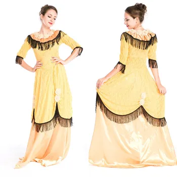 

Queen Cosplay Women Costumer Dress Sexy Yellow Europe Court Outfit Best Sale