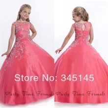 Новое поступление, бальное платье с короткими рукавами, пышные платья для девочек, с блестками, Украшенные бусинами, Вечерние Платья с цветочным узором для девочек разных цветов