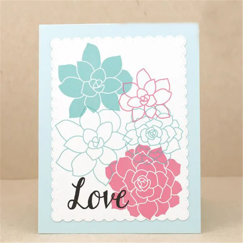 

Succulents Dies and Stamps Flowers Metal Cutting Dies Scrapbooking for Card Making DIY Embossing Cuts New Craft 2019