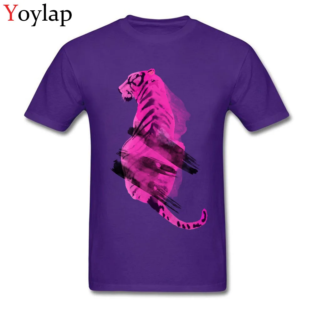 T-shirts Funny Short Sleeve Company Round Neck 100% Cotton Fabric Tops Tees Casual Summer Autumn abstract tiger Tee-Shirts for Students purple