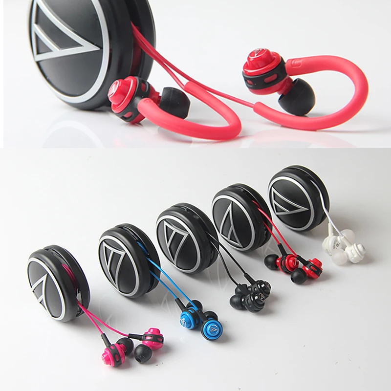 Оригинальные проводные наушники Audio Technica спортивные вкладыши с крючком