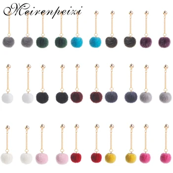 

pom pom Ball Earring for Women 15 style colorful drop Earings For lady Girl long chain Earing oorbellen earing Brincos black re