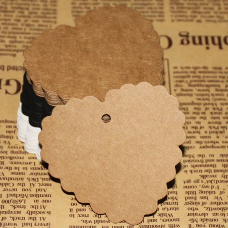 

400pcs , 6.5 * 6 cm Brown Love heart kraft paper tag Blank price tags