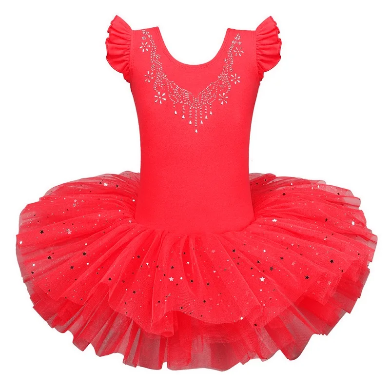 BAOHULU/милое балетное платье для девочек; Одежда для танцев с юбкой-пачкой; детское балетное платье для девочек; костюмы для девочек; танцевальные трико с бантом; Одежда для танцев - Color: B184 Red