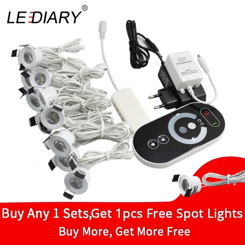 LEDIARY Spot LED Remote Control Dimmable Lights 12V Mini Ceiling Downlights Set Recessed 1.5W