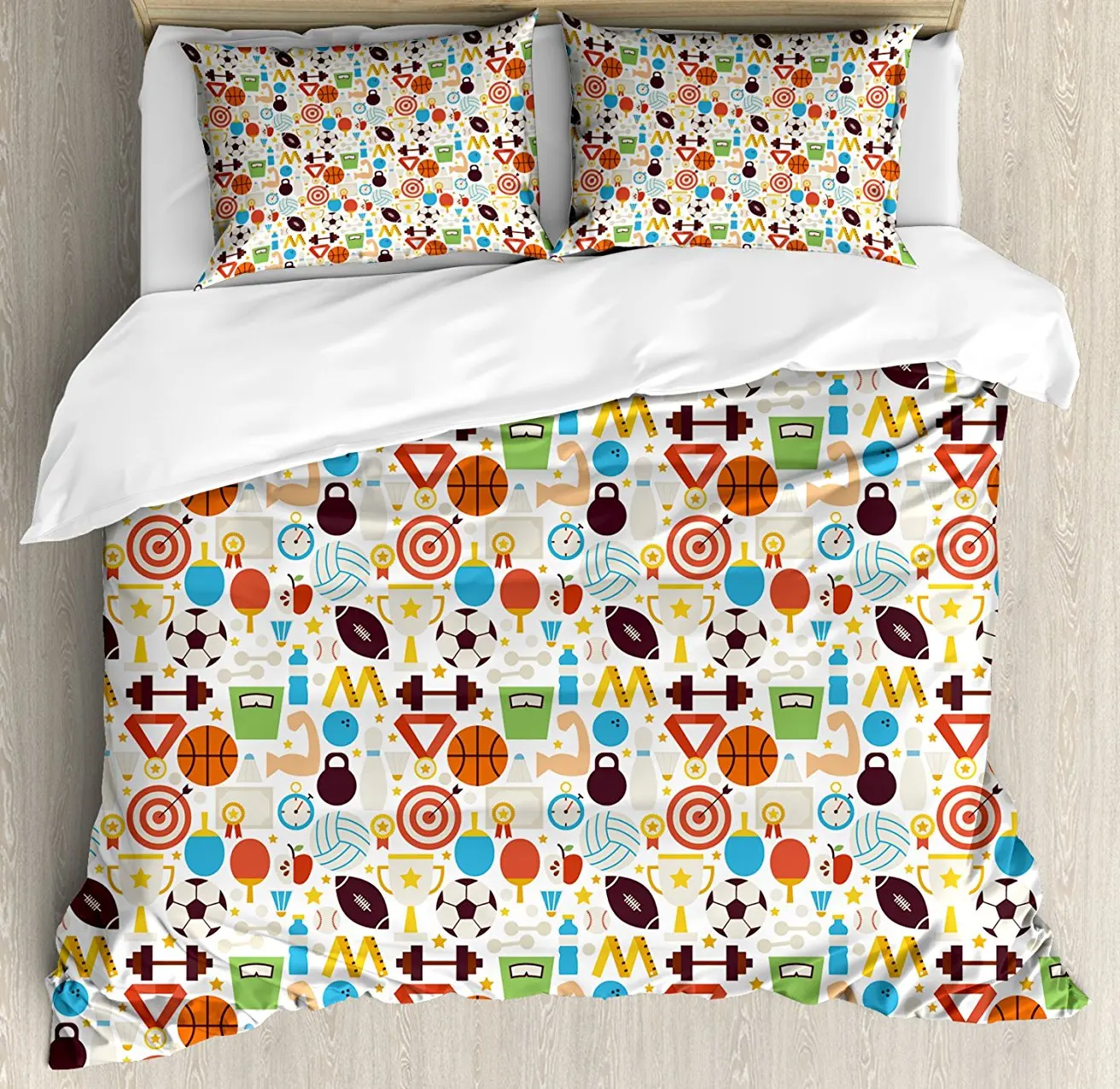 Sport Duvet Cover Set Abstract Elements Of Physical Activities