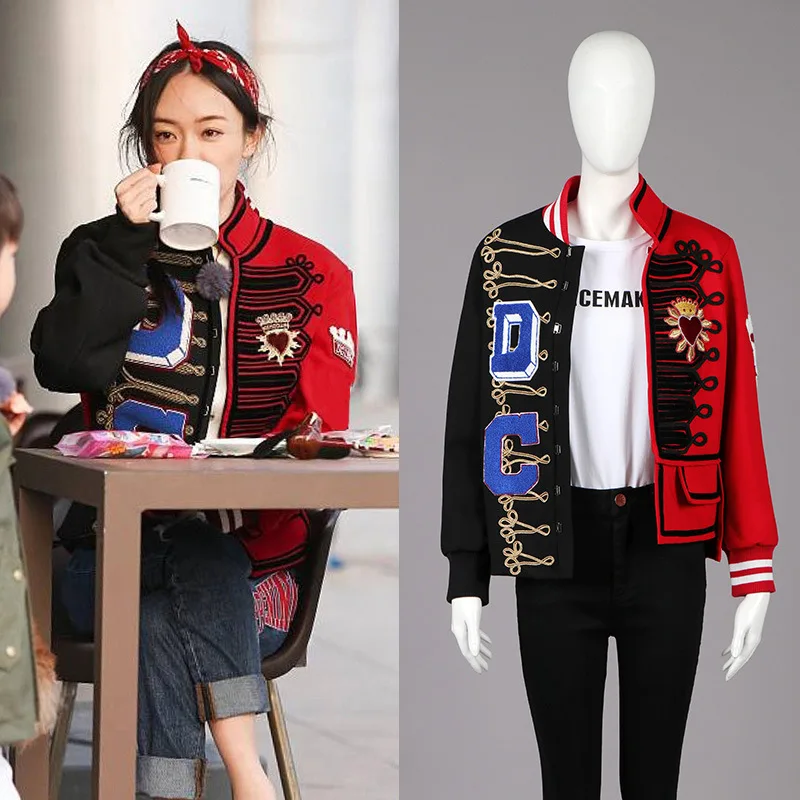 

Baseball Jacket In The New Autumn Winter 2020 3D Stitching Contrasting Colors Embroidery Long-sleeved Fashionable Coat Women