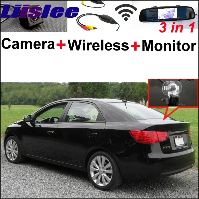 

3 in1 Special Camera + Wireless Receiver + Mirror Monitor Easy DIY Back Up Parking System For KIA Forte Cerato 2009~2013