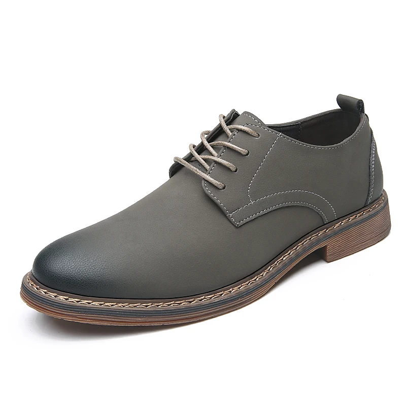 

Men's Business Dress Derby Shoes Man Round Toe Formal Dress Shoes Retro Genuine Leather Oxfords Lace-up Office Shoes DA0143