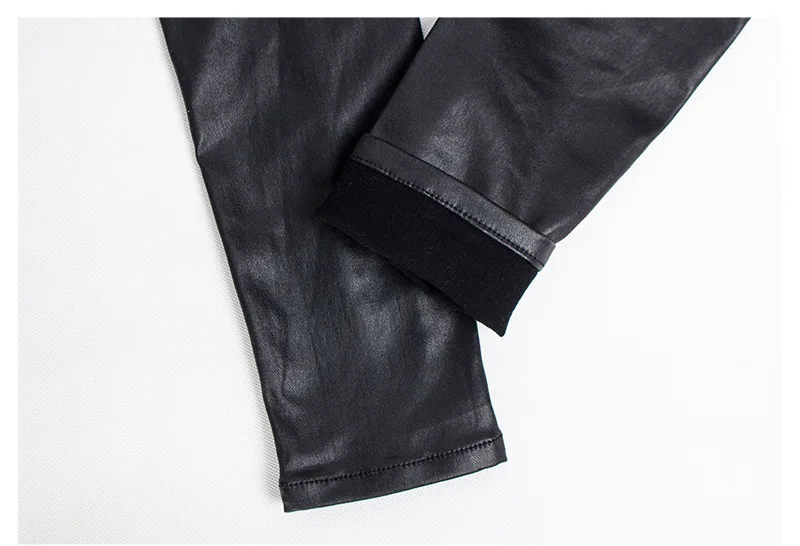 Hot style band PU trousers for women with velour luster trousers for women autumnwinter amazon pencil pants black leg pants (16)
