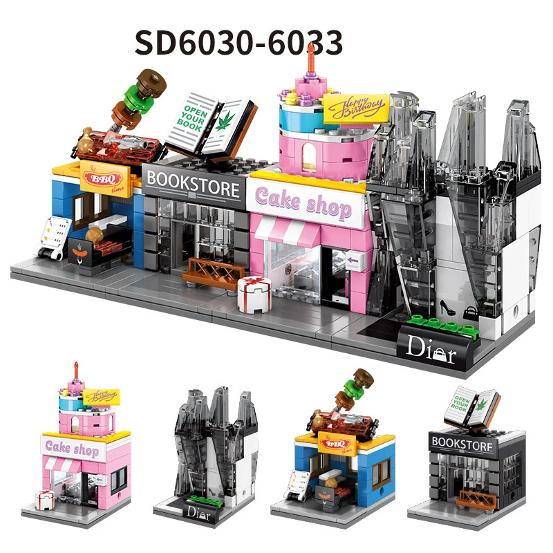 

4pcs/lot Children's building blocks toy Compatible Legoingly city Mini City Street View Shop Series figures Bricks kid gifts