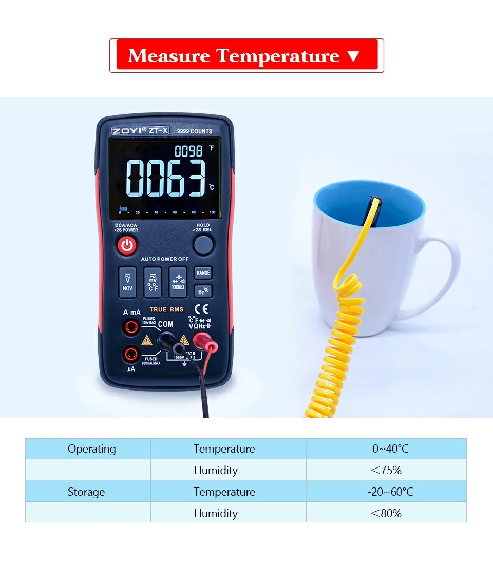 ZT-X Цифровой мультиметр Кнопка 9999 отсчетов VS RM409B Аналоговый гистограмма AC/DC Напряжение Амперметр Ток Ом ЖК-дисплей с подсветкой