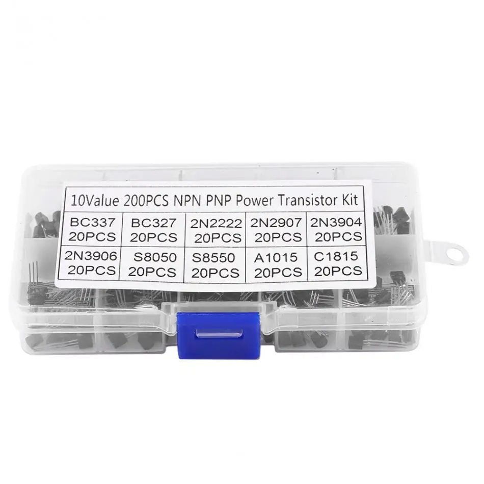 200pcs 10 Values Silicon Transistors Assortment BC337 2N3904 2N2222 Transistor Kit BC327 2N2907 2N3906