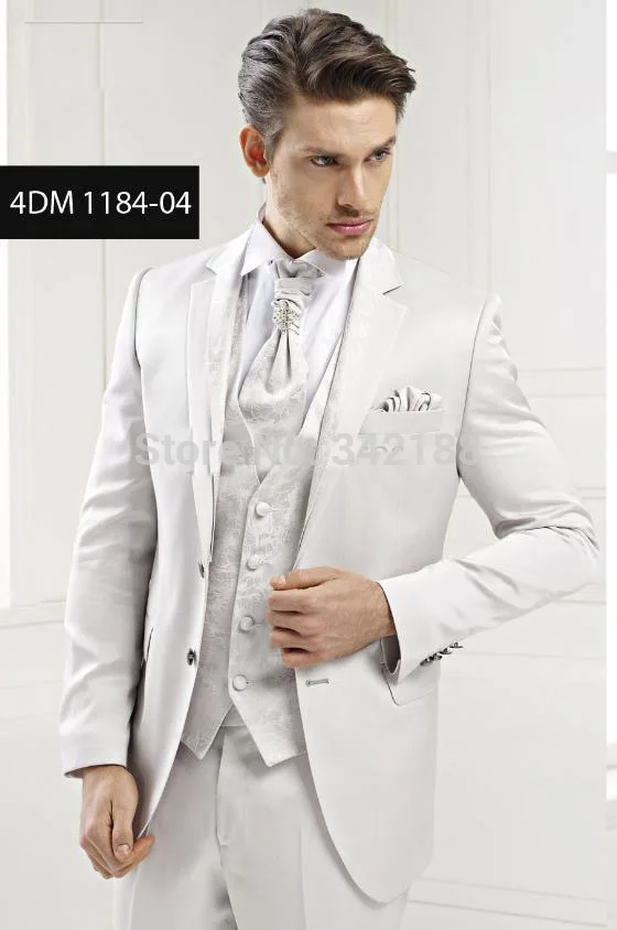 Custom made 2015 good Design Groom Tuxedos white Wedding Groomsman Suit Groomsman Bridegroom Suits (Jacket+Pants+Tie+Vest)weddin