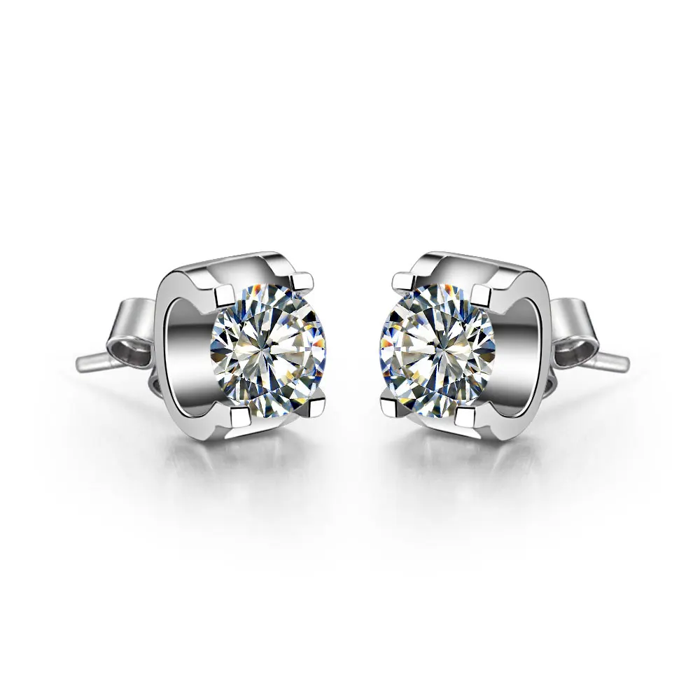 

Pretty 5.0mm 0.5Ct/each Round Cut Stud Earrings 925 Sterling Silver Earrings for Women White Gold Color Fantastic Jewelry