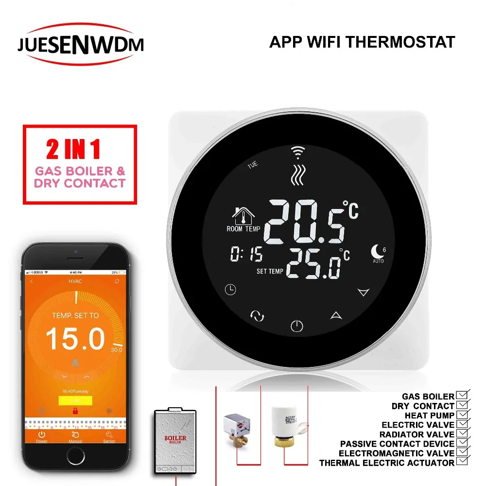 

EU underfloor heating thermostat WIFI temperature control radiator Valve & Gas boiler for Hysteresls 1c