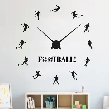 

Football Clock Wall Decals Vinyl Football Sports Wall Sticker Boys Teenager Room Decoration Football Players Wall Poster AY1215
