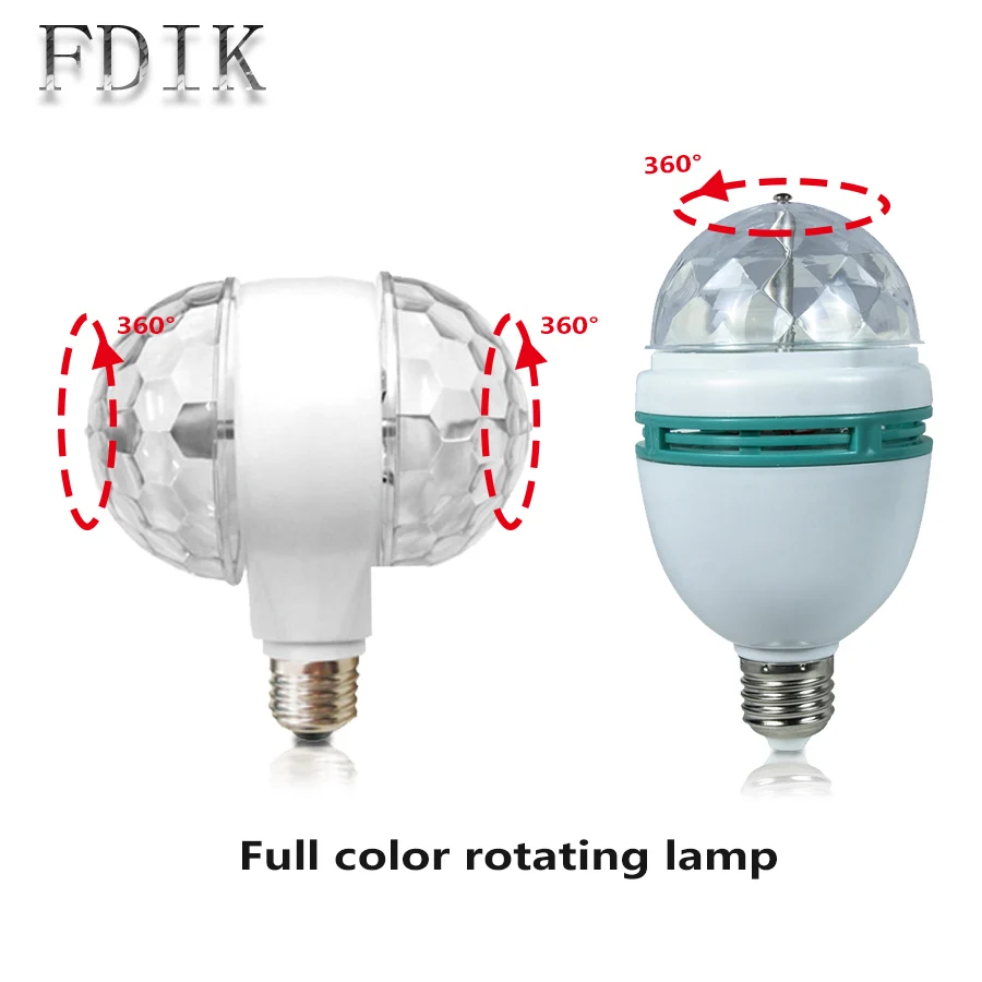 

Mini Stage Lighting Effect Light LED Fullcolor Rotating lamps E27 LED Magic ball Bulb 3W KTV Bar Club Home Party Atmosphere Lamp