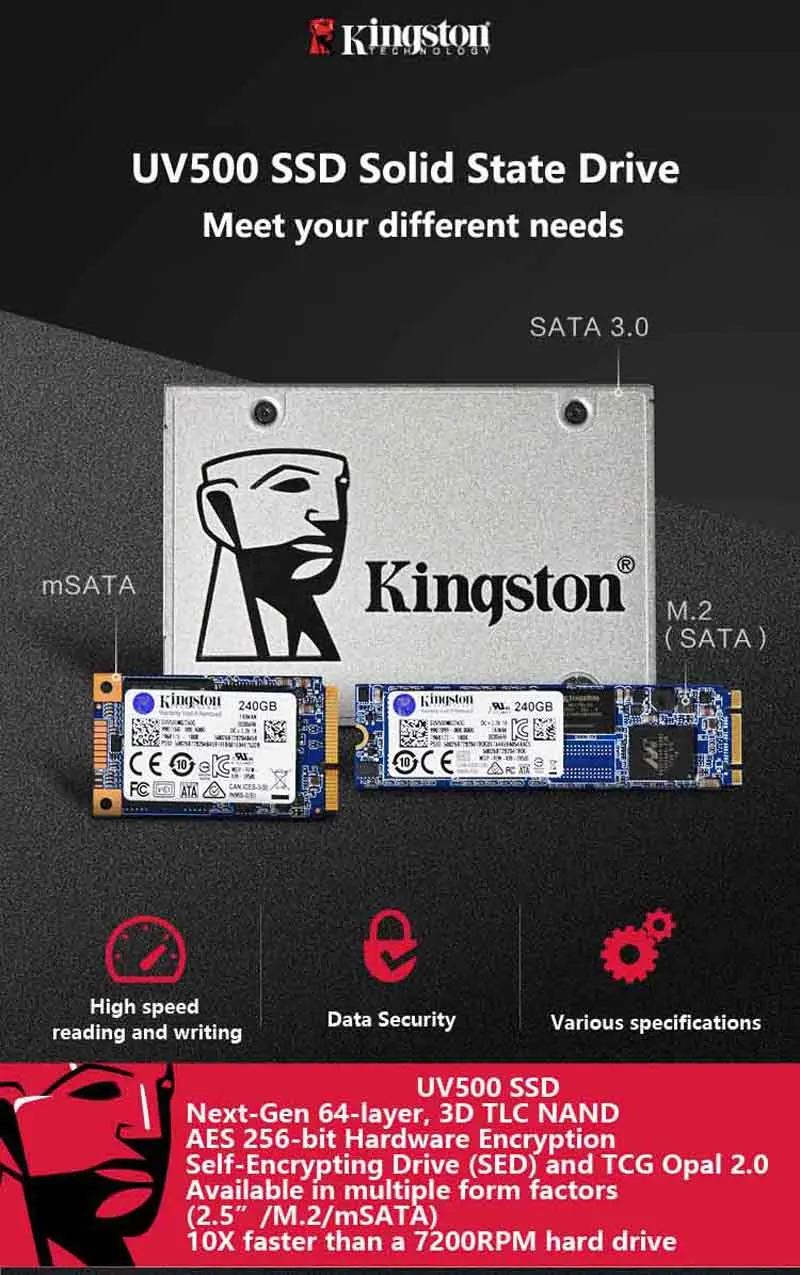 Kingston SSD внутренний 480 ГБ 240 ГБ 120 Гб SATA3 M2 2280 интерфейс SUV500M8 зашифрованный HD твердотельный накопитель для ноутбука дропшиппинг
