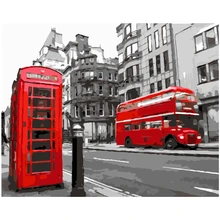 Красная телефонная будка ручная работа Краска высокого качества Холст Красивая краска ing по номерам Сюрприз подарок большое удовлетворение